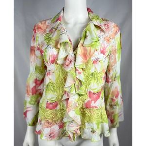 Y2K Pink/Lime Green Ruffle Blouse